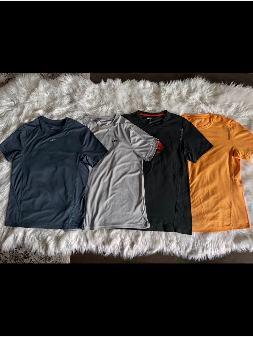 Lot of 4 Reebok Shirts Men's S Short-Sleeve Tees - Navy, Gray, Black, Orange